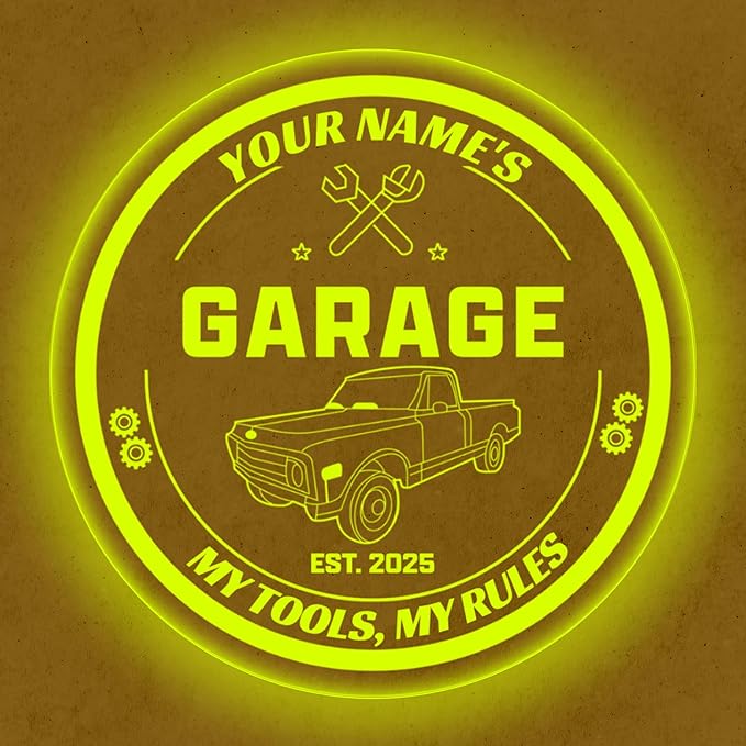 Custom Pickup Truck Garage Sign – Personalized LED Color Changing Acrylic Wall - Image 7