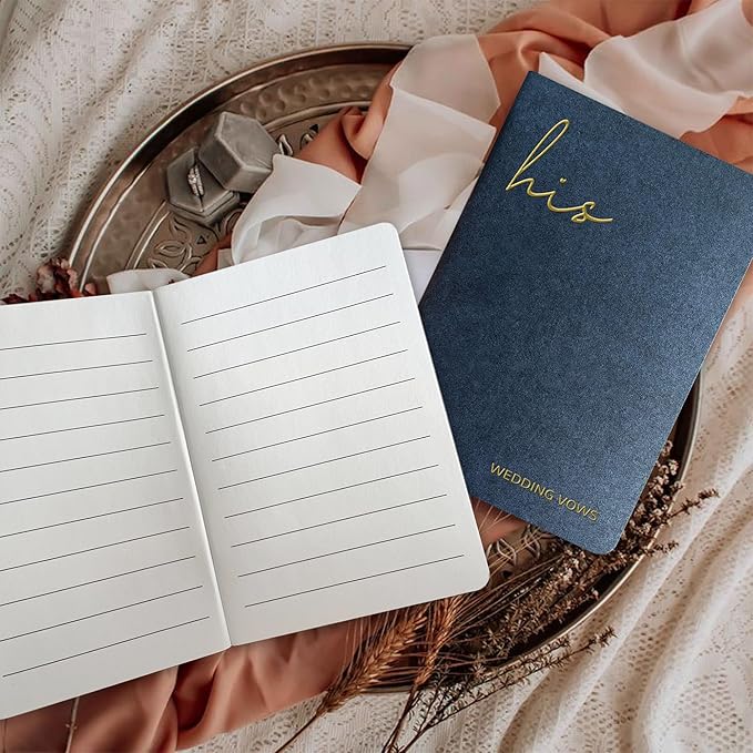 Vow Books His and Hers Wedding Vow Books wtih Soft Touch Gold Foil Engraving - Image 3