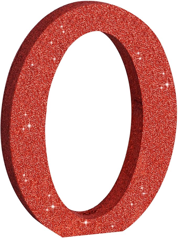 TONIFUL 8 Inch Red Glitter Letter O Table Centerpiece A-Z Red Birthday Party by TONIFUL