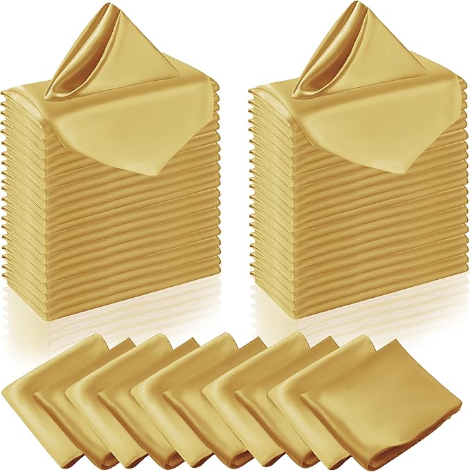 Manyshofu 60 Pieces Yellow Gold Satin Napkins by Manyshofu
