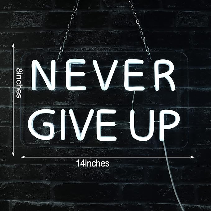 Never Give Up Neon Sign for Wall Decor, Inspire Slogan for Study Room Decoration - Image 6