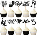 30 PCS He Asked She Said Yes Cupcake Toppers Glitter Engagement Cupcake Toppers by ZHUOWEISM