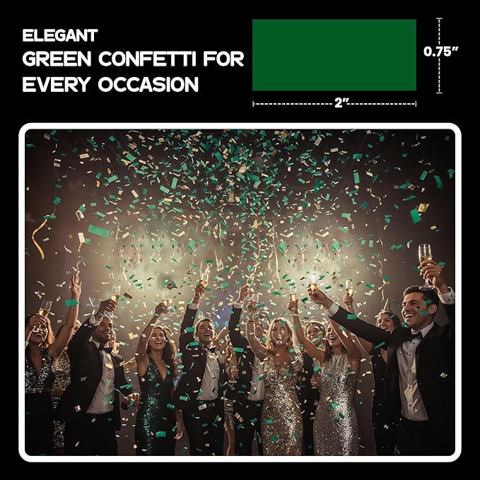 Ultimate Confetti, Rectangular Biodegradable Confetti – Dark Green Fluttering - Image 4
