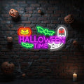 Halloween Time Neon Sign Ghost Decor Sign Spooky Neon Sign, Halloween Hanging by Mingxigo