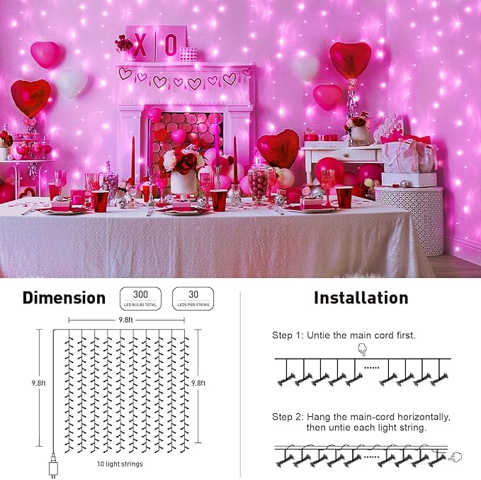 JMEXSUSS 300 LED Curtain Lights Plug in - Image 5