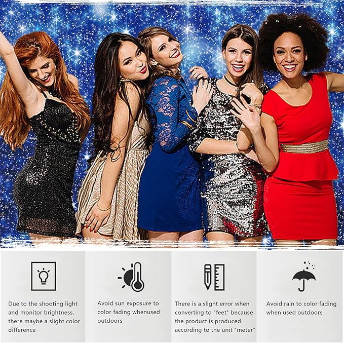 YongFoto Blue Glitter Backdrop 8x6ft Silver Light Spots Navy Blue Sequin Bokeh - Image 6