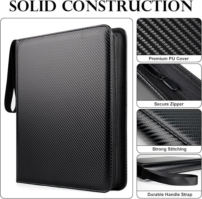 GEAoffice Trading Card Binder 12 Pocket Hold 720 Cards, Premium PU Cover Zipper - Image 3