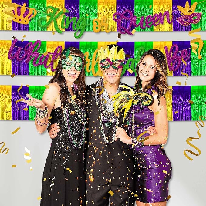 4 Pack 10 Ft Gold Green Purple Foil Fringe Garland Metallic Streamers Tinsel - Image 5