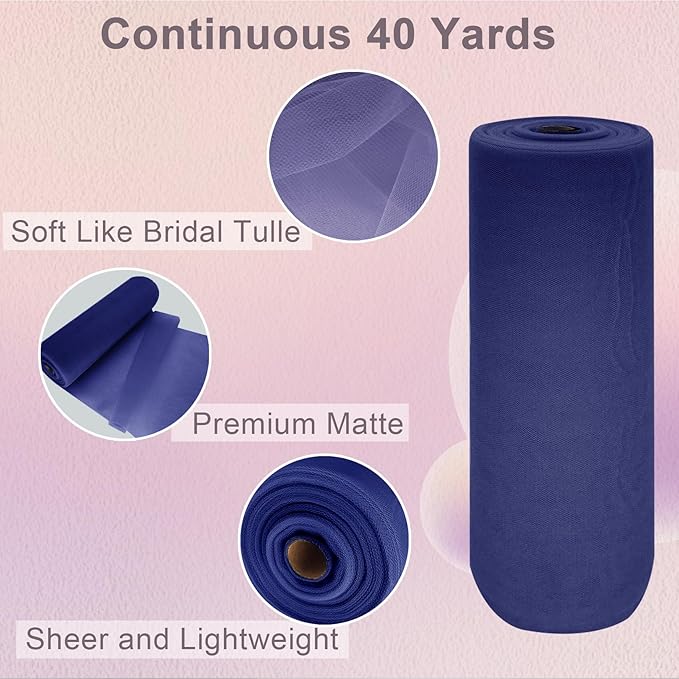 Navy Blue Tulle Fabric Roll Spool Bolt Large Tulle Wedding Party Decoration - Image 4