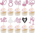 30 PCS Bride to Be Cupcake Toppers Glitter Miss to Mrs I Do Love Heart Ring by ZHUOWEISM