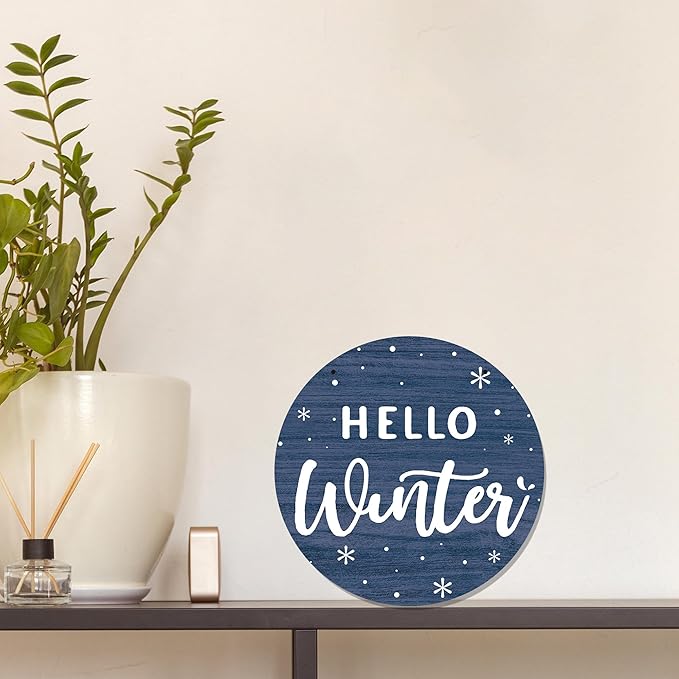 CGBHW Hello Winter Wooden Sign, Winter Wonderland Snowy Christmas Door Decor 12 - Image 4