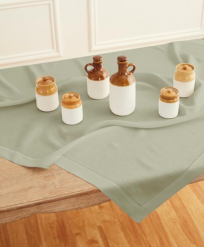 Solino Home Sage Green Linen Tablecloth 52 x 52 Inch - Image 2