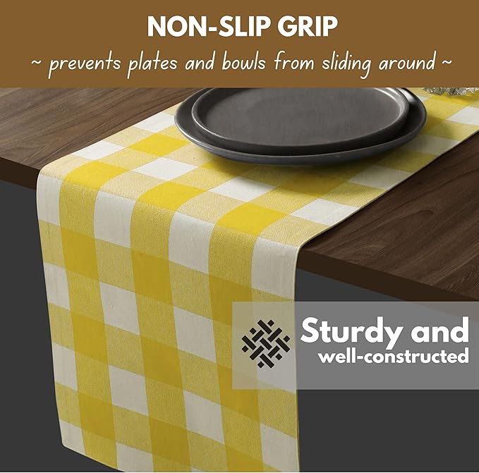 Native Fab Table Runner Buffalo Check Plaid 100% Cotton - Image 5