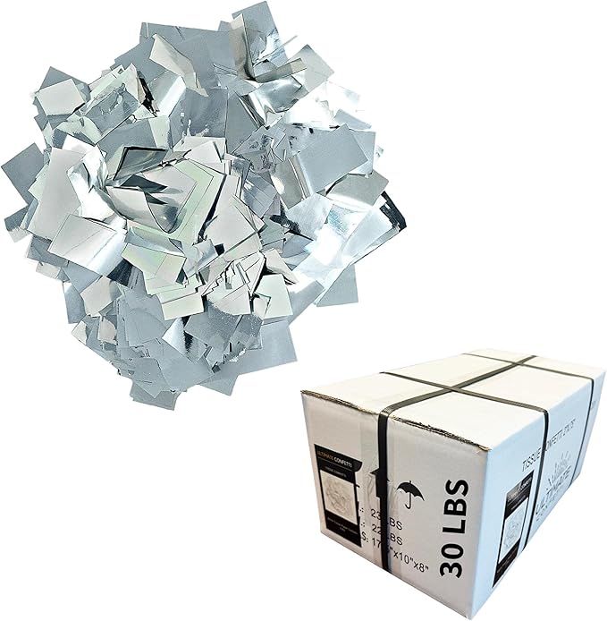 Ultimate Confetti, Rectangular Silver Mylar Shiny Foil Metallic Confetti by UltimateConfetti