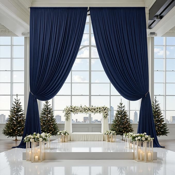 PartyVillage 10ft×15ft Navy Blue Backdrop Curtain by PartyVillage