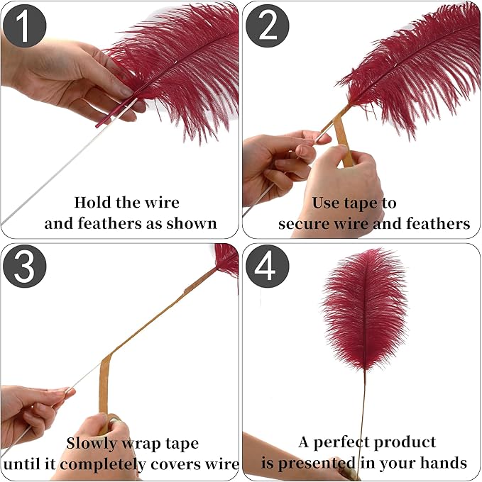 Holmgren Burgundy Ostrich Feathers Bulk - Image 5