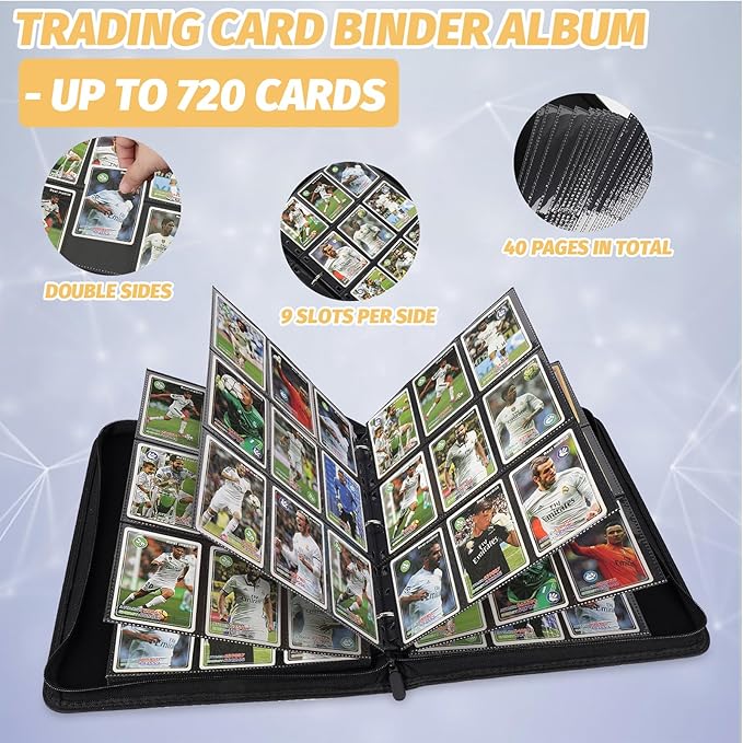 Trading Card Binder, 720 Pockets Card Binder, 9-Poccket Sided Pocket Sports - Image 6