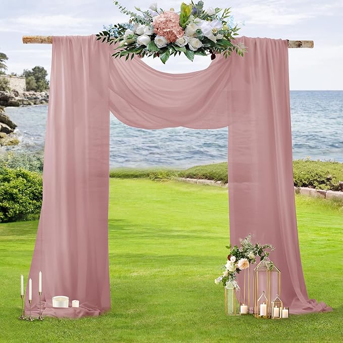 SiinvdaBZX 2 Panels Wedding Arch Draping Fabric 30" x 240" Dusty Rose Polyester - Image 2