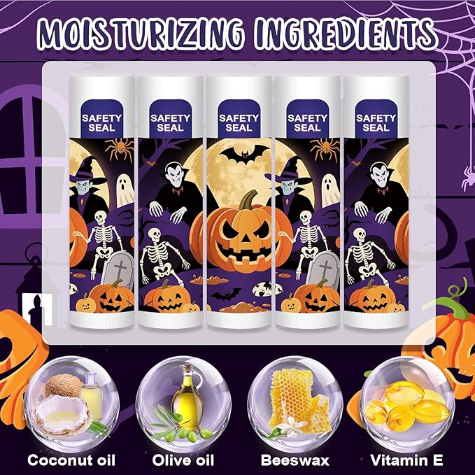 DMSKY 60 Pcs Halloween Lip Balm Bulk, Halloween Party Favors Bulk, Halloween - Image 4