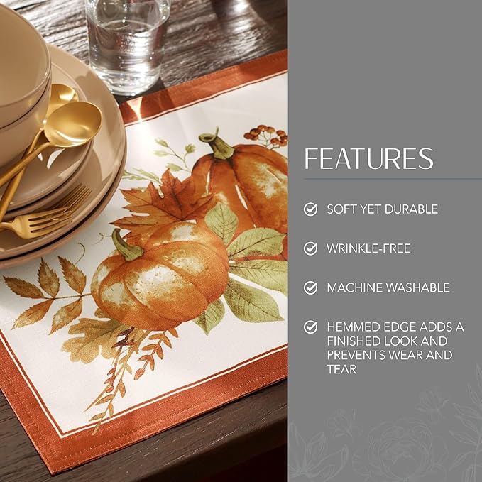 Elrene Home Fashions Autumn Pumpkin Grove Fall Placemat, Seasonal Table Decor - Image 4