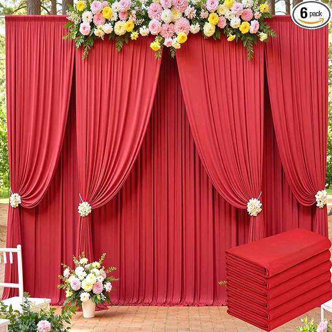 30ft x 15ft Red Wrinkle Free Backdrop Curtains by ENJOYYOURPARTY