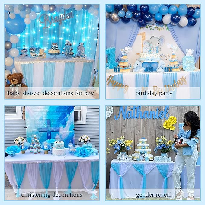 Suppromo Baby Blue Tulle Table Skirt - Image 6