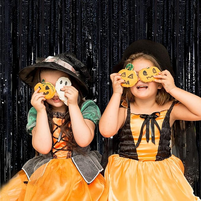 10 Pack Black Streamers Backdrop Tinsel Foil Fringe Curtains Party Decorations - Image 6