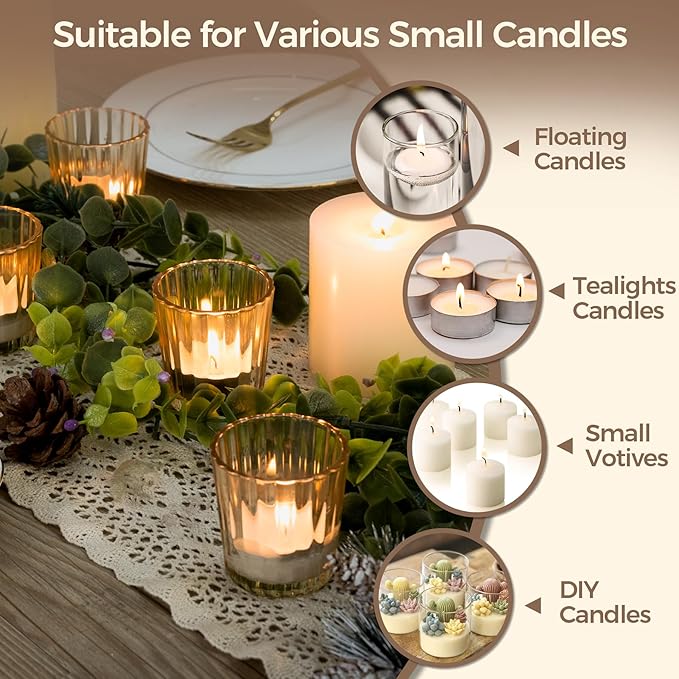 ComSaf Votive Candle Holders, Ribbed Tealight Candle Holder - Image 5