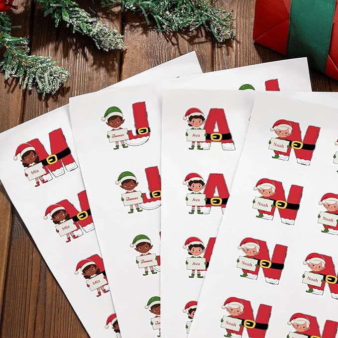 Personalized Christmas Stickers, Custom Name & Elf Waterproof Christmas Gift - Image 2