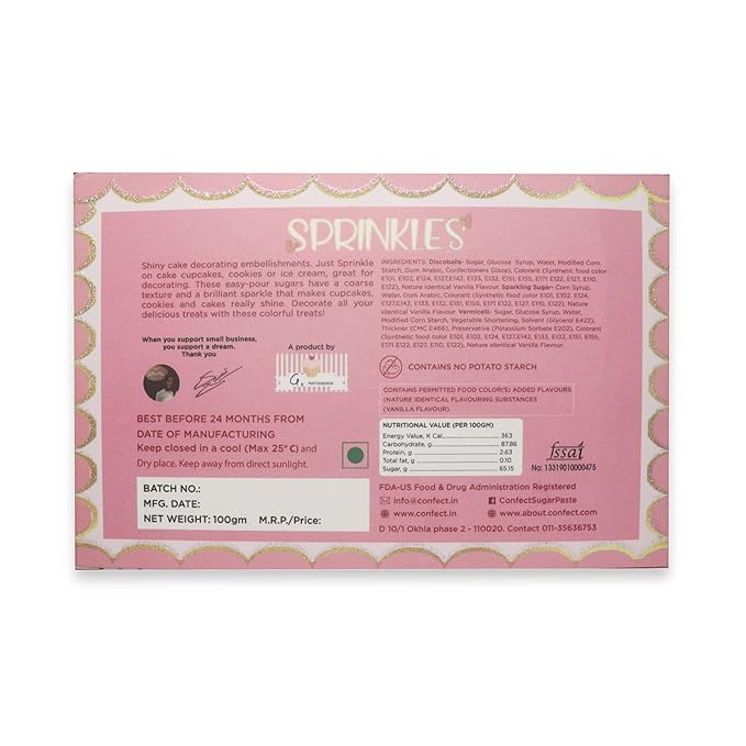 Confect Sprinkles for Cake & Cupcake Decoration | Pack of 5 ​Party Sparkle - Image 3