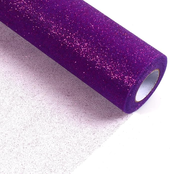Sparkling Tulle Rolls, 15” by 30 Yards Glitter Tulle Spool Ribbon Fabric by ICOSHOW