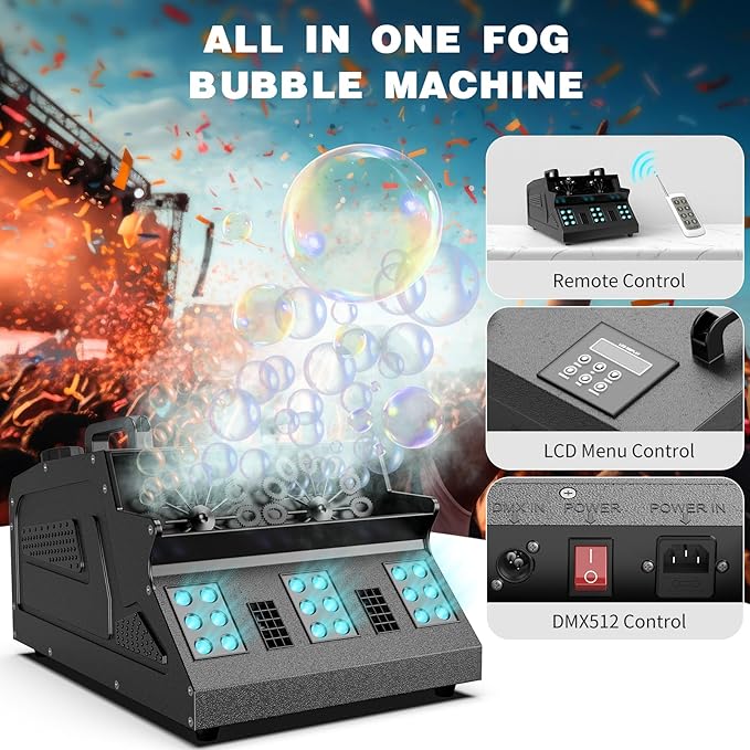 2000W Fog Machine, 3 in 1 Fog Bubble Machine - Image 2