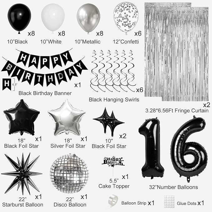 16th Birthday Decorations for Boys Girls, Fringe Curtains Kit - Image 2