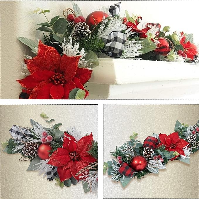 5 ft Christmas Garland for Mantle Unlit Garland for Stairs Railing, for Table - Image 5