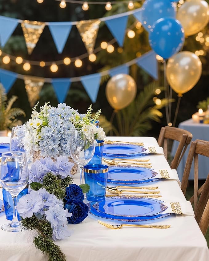 Nervure 350PCS Blue Plastic Plates - Image 6