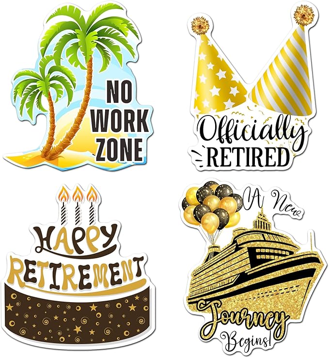 Hoteam 4 Pcs Retirement Cruise Door Decorations Magnetic Large Happy Retirement by Hoteam