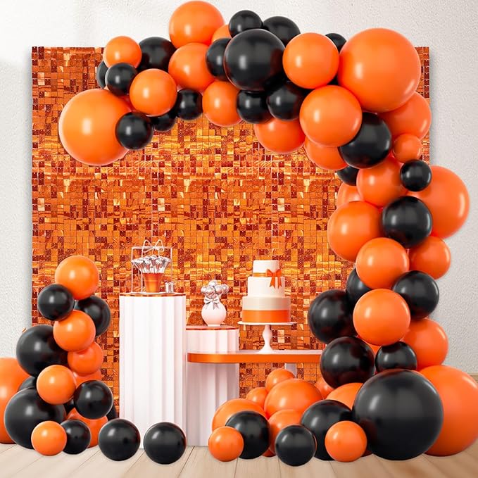 12PCS Orange Shimmer Wall Backdrop, Laser Square Sequin Photo Backdrops Panel - Image 4