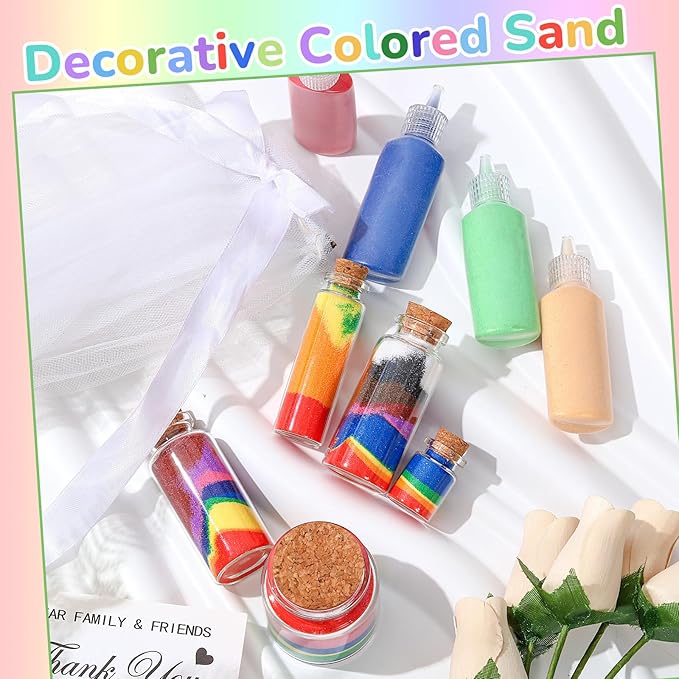 Wettarn 240 Pcs 1.25 oz Sand Art Bottle Kits 60 Colors of Sand and Bottle - Image 3