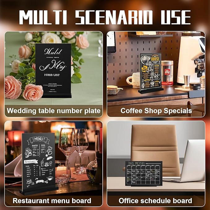EHWINE Mini Chalkboard Easel Sign Set, 4 Pack 6x8 Inch Wooden Boards - Image 2