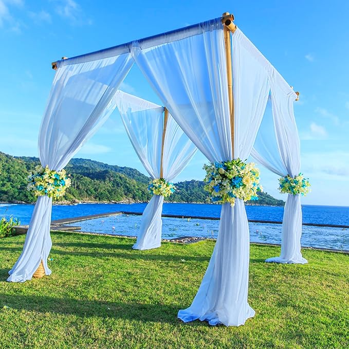 PARTISKY 10ftx7ft Blue Chiffon Backdrop Curtains, Wrinkle-Free Sheer Fabric - Image 5