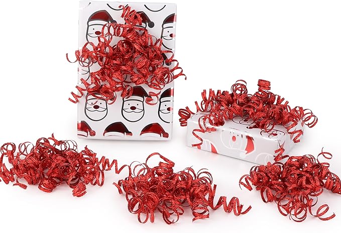 6" Metallic Red Christmas Curly Ribbon Bows by LIZLOVESS