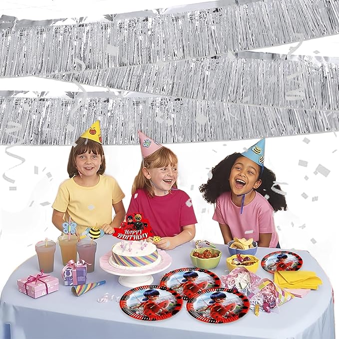 Silver Foil Fringe Garland 10FT 6packs, Metallic Foil Tinsel Fringe Banners - Image 5