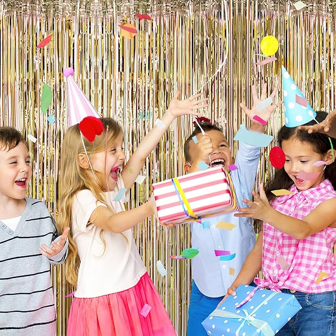 10 Pack Champagne Gold Foil Curtain Backdrop 3.2ft x 9.8ft Metallic Tinsel Foil - Image 5