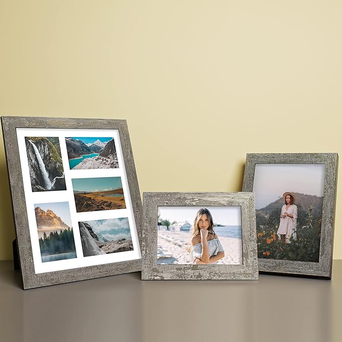 8x10 Picture Frame Set of 4, High Definition Glass Distressed Moss Green Frame - Image 6