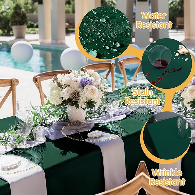 BRILLMAX 8 Pack Hunter Green Tablecloths - Image 3