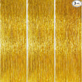 PartyWoo Gold Streamers Curtain Backdrop 3pcs Foil Fringe Curtain 8.2FT Gold by PartyWoo