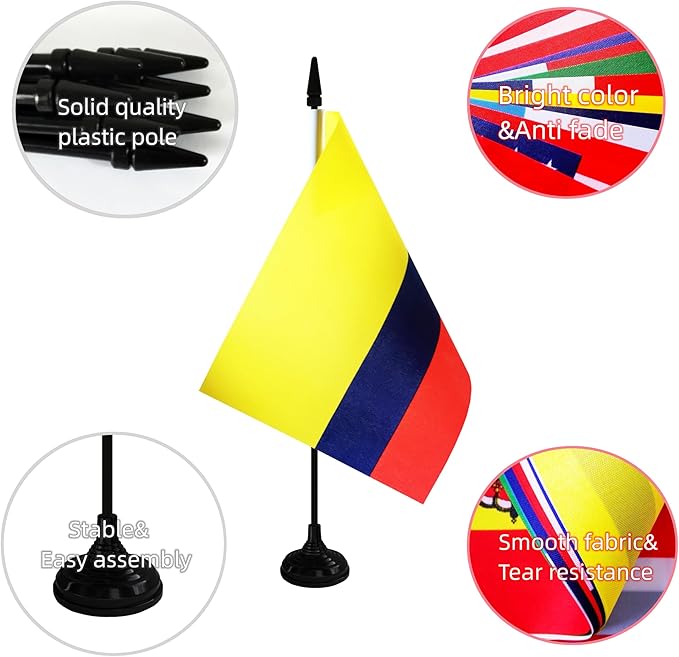 Colombia Desk Flag, 12 Pack Colombian Table Office Flag - Image 3