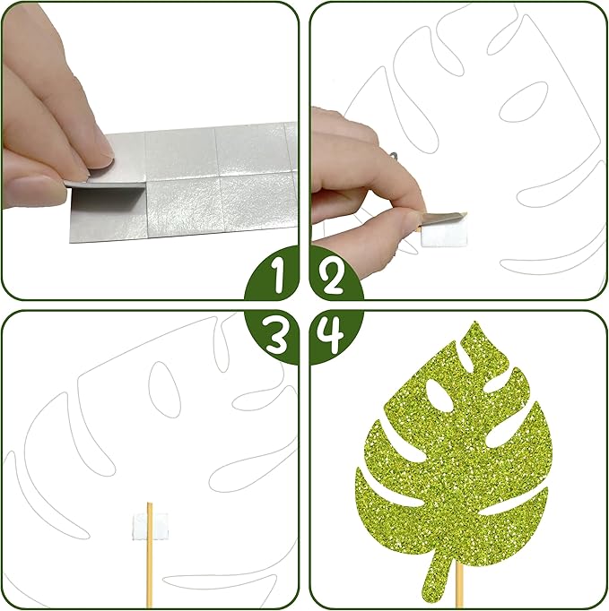 20pcs Glitter Tropical Leaves Centerpiece Decorations - Image 6