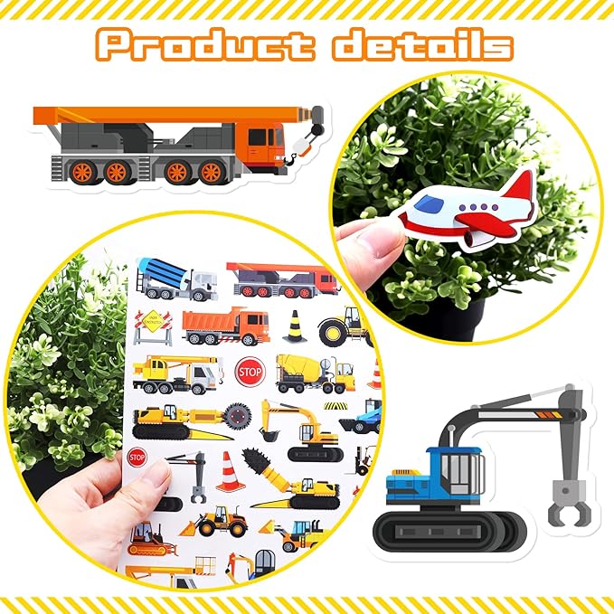 Construction Cars and Trucks Stickers 665 Counts Transportation Waterproof Car - Image 6