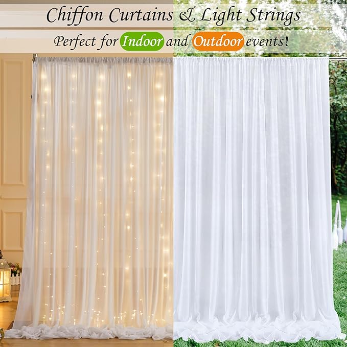 10ft x 7ft White Chiffon Backdrop Curtain - Image 7